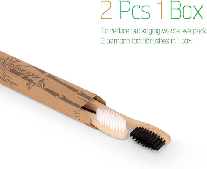Virgin Forest Bamboo Toothbrushes, 8 Pcs Soft Bristle Eco-Friendly Biodegradable Toothbrushes