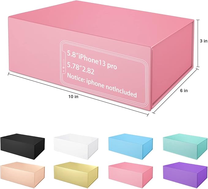 Gift Boxe 10" x 6" x 3" with Magnetic Closure Lid Gift Boxes for Presents,Bridesmaid Gifts Box,Cute Box,Birthday Gift box,Luxury for Gift Packaging, Magnetic Gift Box for Wrapping Gifts (Pink/5PCS)