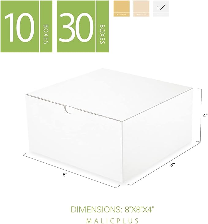 10 Gift Boxes 8x8x4 Inches Gift Boxes with Lids for All Occasion Bridesmaid Proposal Box, White Gift Box Bulk for Light Weight Gifts, Crafting