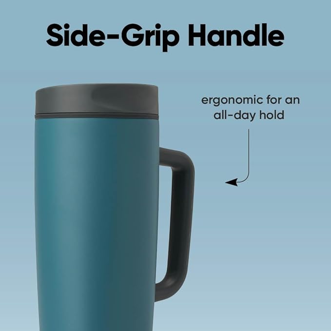 Owala SmoothSip Slider Stainless Steel Insulated Travel Mug with handle, 100% Leak Proof, For Hot and Cold Drinks, Travel Friendly with Sliding Lock Lid, 24 oz, BPA Free, Leak Proof, High Dive