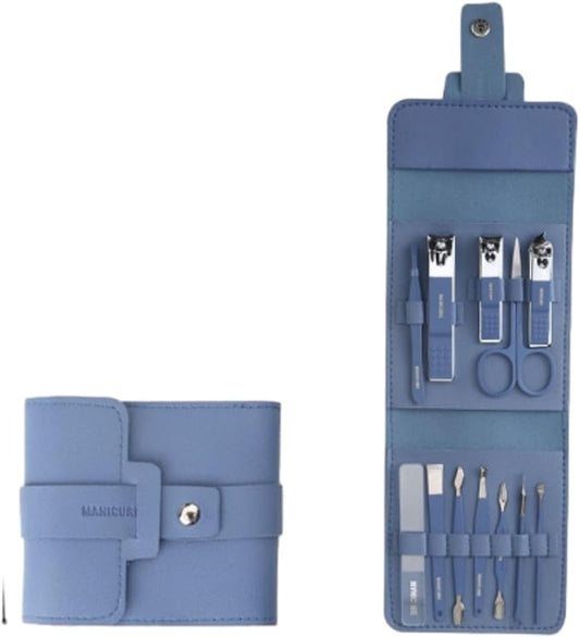 Portable Nail Clipper Set 12/16PCS, Nail Clippers and Beauty Tool Portable Set Manicure Set 12 in 1, Set Nail Clippers Professional Personal Care Tool Kit, Professional Manicure (12pcBlue)