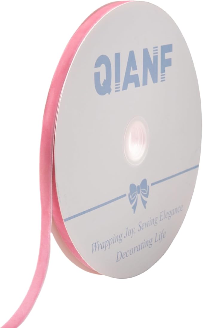 Vintage Peach Pink Velvet Ribbon Christmas Ribbon for Gift Wrapping Crafts Christmas Tree Ornaments Garland Decorations, 3/8 Inch X 25Yd