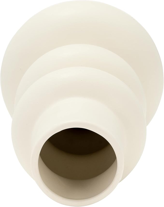 Sagebrook Home Stoneware Decorative Vase - Modern Sculptural Dolomite Flower Holder for Home & Office - 10" Ivory