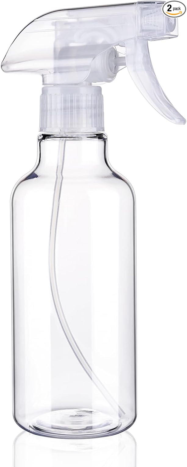 Spray Bottles 12oz Plastic Spray Bottle for Hair Mist/Stream Heavy Duty Empty Spray Bottles for Cleaning Solutions, Plants (12oz-Clear)