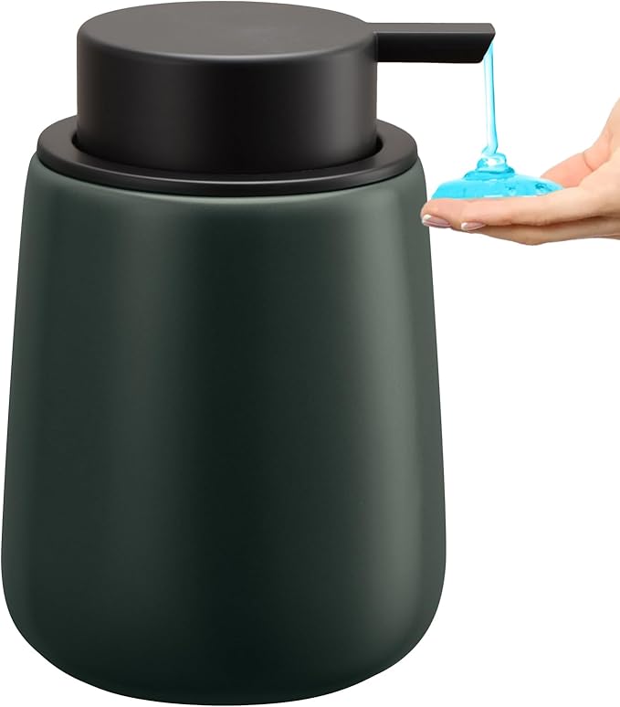 Soap Dispenser Ceramic with Easy-to-Press Pump Hand Lotion Liquid Dispenser for Shampoo Bathroom Kitchen 12 oz