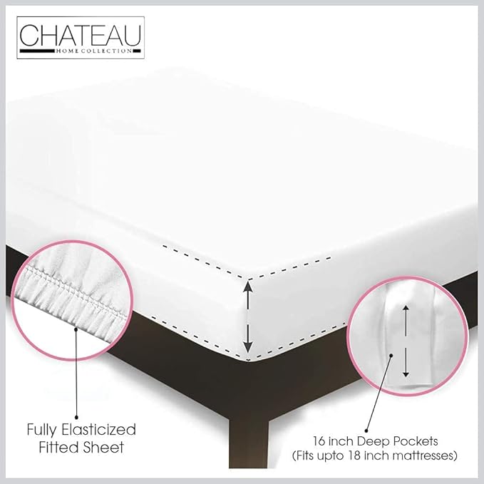 100% Cotton Sheets For Twin Bed, 800TC Fully Elasticated Twin Fitted Sheet & Pillowcase Sets, Fade Resistant Soft & Comfy 15" Deep Pocket Sheets Machine Washable, Naturally Cool & Breathable- Ivory