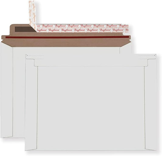 Rigid Mailers 30 Pack 10 x 13.5 inches White Self Seal Stay Flat Bulk Cardboard Kraft No Bend Mailers Peel and Seal for Document Photos Pictures Papers Files CD