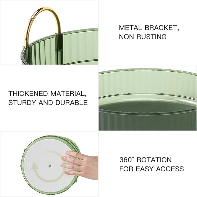 360° Rotating Makeup Organizer – 2-Tier Spinning Cosmetic Holder for Vanity, Countertop, Bathroom & Dresser – Perfume, Skincare & Cosmetic Care Organizer (Clear Green, 2 Tier)