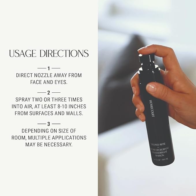 Homecourt Room Deodorant, Natural Room Spray, Fine Fragrance of Rose & Vanilla, For Kitchen, Bathroom & more, Clean Formula, Steeped Rose, 3.4 oz