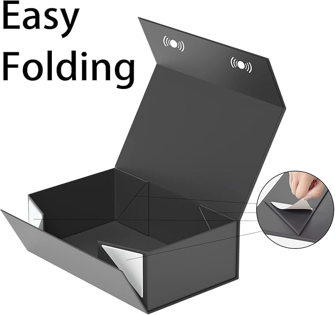 5 Pack Black Gift Box, 9.5x6x3'' Gift boxes for Presents with Lids Magnetic Closure Rectangle Collapsible for Groomsman Proposal Box, Wedding, Christmas, Halloween, Birthday Gift Packging