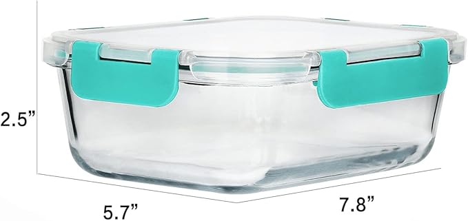 MCIRCO 8-Pack 30 oz Glass Meal Prep Containers - Airtight Glass Lunch Containers with Lids, Microwave, Oven, Freezer & Dishwasher Safe, Green