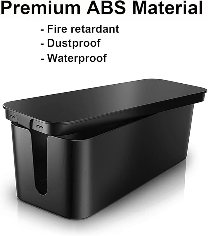 DUNCHATY 3 Pack Cable Organizer Box with Large, Medium, Small Cord Hider Box Safe ABS Material for Cover and Hide TV Wires, Computer, Router, USB Hub and Under Desk Power Strip&Cords