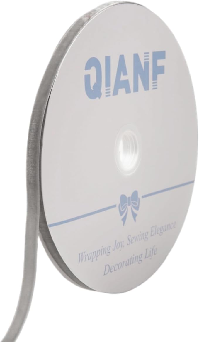 Vintage Silver Velvet Ribbon, 3/8 Inch X 25Yd