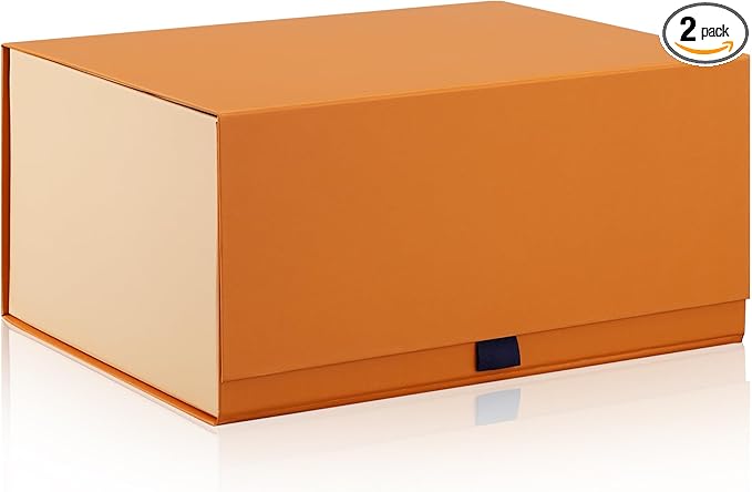 Rsgift 2 Pack Yellow Gift box,14x11x7 inch Packaging Gift Boxes with Lids for Valentines Day,Large Gift Boxes for Presents Birthday Christmas,Thanksgiving Day