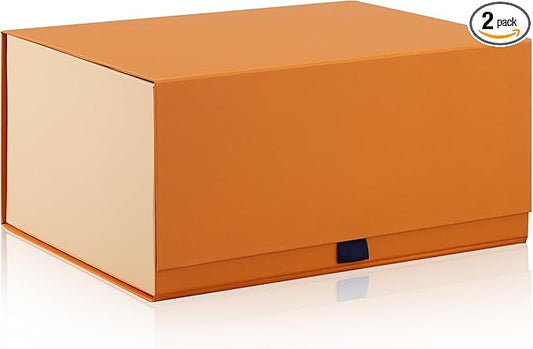 Rsgift 2 Pack Yellow Gift box,14x11x7 inch Packaging Gift Boxes with Lids for Valentines Day,Large Gift Boxes for Presents Birthday Christmas,Thanksgiving Day