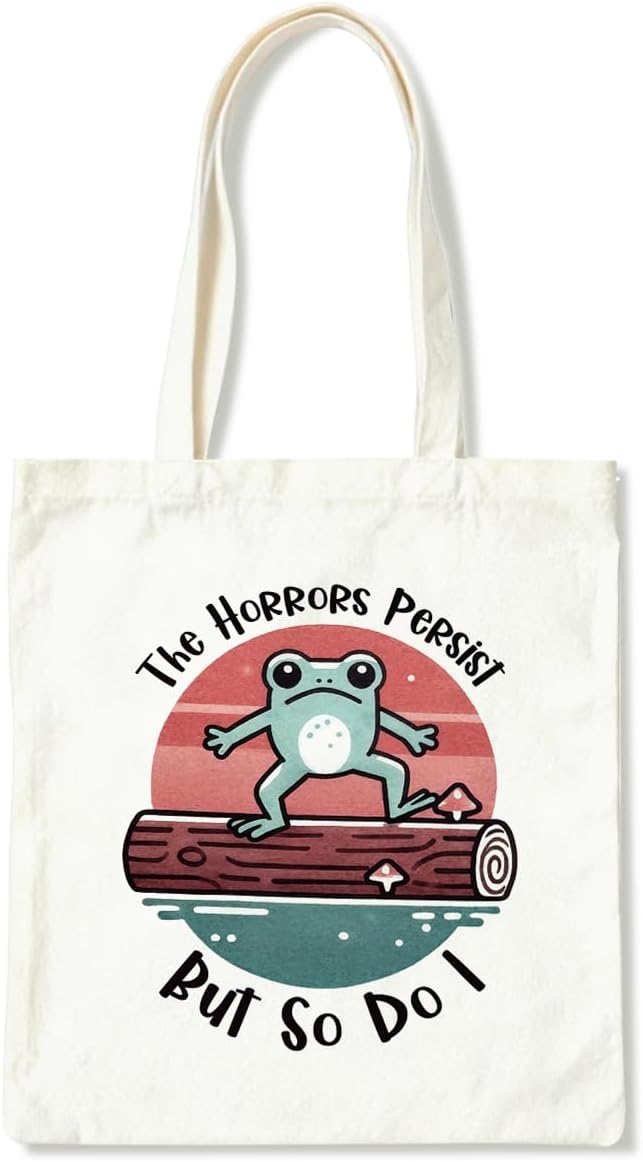 Canvas Tote Bag for Women, Funny Frog Shoulder Bags, Inspirational Canvas Totes to Work Traveling, Christmas Gifts to Friends and Family, Holiday Gift Bags for Wrap Storage