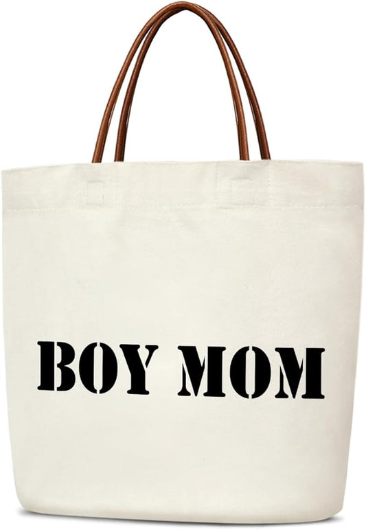 Canvas Tote Bag for Women, Birthday Gifts, Aesthetic Reusable Grocery Shopping Bags With Leather Handles