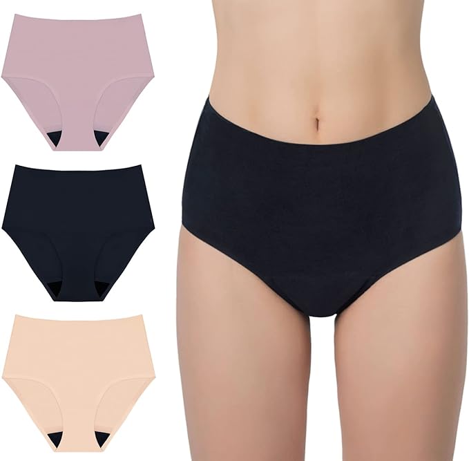 AIRCUTE Washable Urinary Incontinence Underwear for Women Absorbent Seamless High Waist Leak Protective Panty 3 Pack