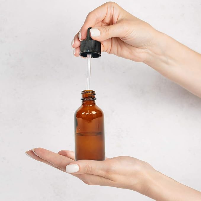 Eternal Moment 2 oz Eye Dropper Bottle(24 Pack), 60ml Amber Glass Bottles with Glass Eye Dropper for Essential Oils, Chemistry Lab Chemicals, Colognes & Perfumes