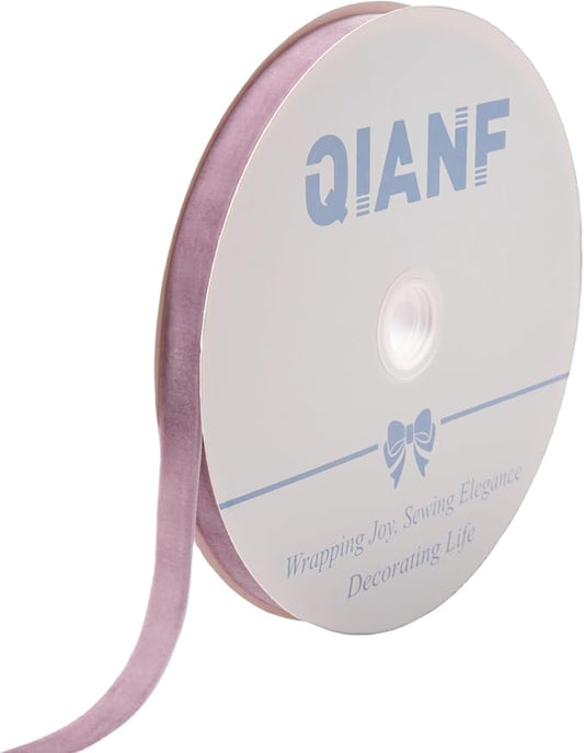 Vintage Lavender Velvet Ribbon Lilac Christmas Ribbon for Gift Wrapping Crafts Christmas Tree Ornaments Garland Decorations, 5/8 Inch X 25Yd