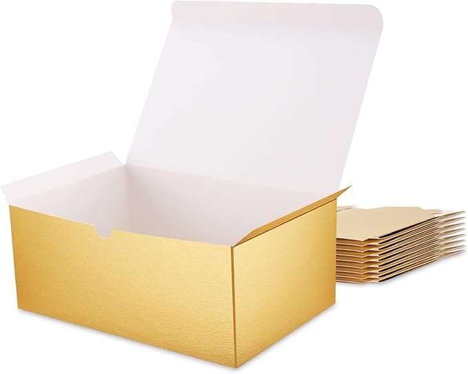 10 Gift Boxes 9.5x6.5x4 Inches Gift Boxes with Lids Boxes for Gifts Bridesmaid Proposal Boxes, Gold Gift Boxes Bulk for Light Weight Gifts, Crafting