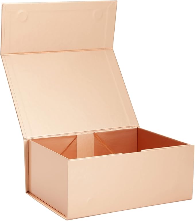 Stockroom Plus Bridesmaid Gift Boxes - Set of 6, 9.5 x 7 x 4 in, Rose Gold - Hidden Magnetic Closure & Lids for Bridesmaid Gifts, Wedding Favors & Jewelry Storage
