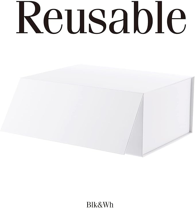 BLK&WH 6 Gift Boxes 9x6.5x3.8 Inches, White Gift Boxes, Gift Boxes with Lids, Bridesmaid Proposal Boxes, Collapsible Gift Boxes for Gift Packaging (Matte White)
