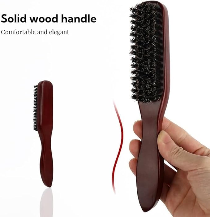 Universal Boar Bristle Beard Brush, Anti-Static Styling Wooden Hair Brush for Men&Women, Perfect for Hair&Beard Care Men's Grooming Straightens Promotes Growth Works with Beard Oil and Balm Beard Kits