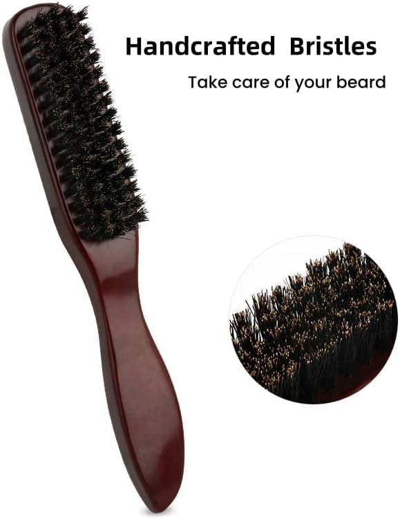 Universal Boar Bristle Beard Brush, Anti-Static Styling Wooden Hair Brush for Men&Women, Perfect for Hair&Beard Care Men's Grooming Straightens Promotes Growth Works with Beard Oil and Balm Beard Kits