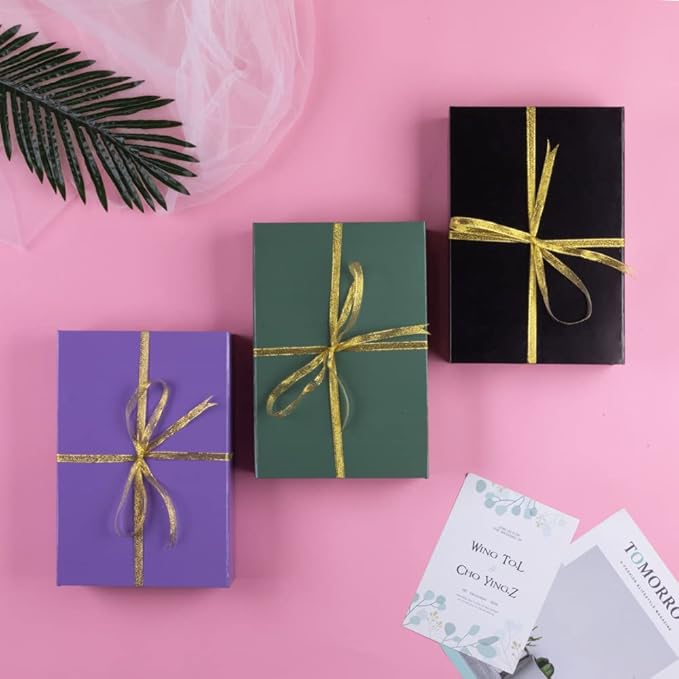 1 Pack Green Gift Boxes with Lids Small 12 x 8 x 2.7 Inches Clothes Gift Boxes for Presents Shirt Gift Box with Ribbon Magnetic Gift Box Bulk Cute Box for Packaging (Glossy Surface)