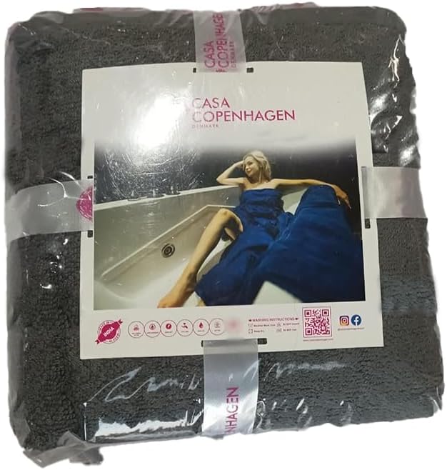 CASA COPENHAGEN Bella 6 Pieces Towel Set- Pinstripe Grey, 600 GSM 2 Bath Towel 2 Hand Towel 2 Washcloth, Designed in Denmark Made of Soft Egyptian Cotton for Bathroom, Kitchen & Shower