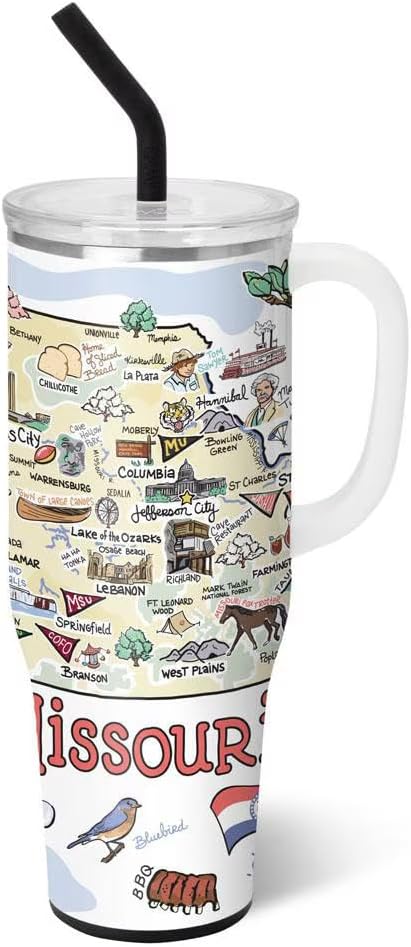 Swig Life 40oz Mega Mug, 40oz Tumbler with Handle and Straw, Extra Large Insulated Tumblers, Cup Holder Friendly Travel Mug (Missouri)