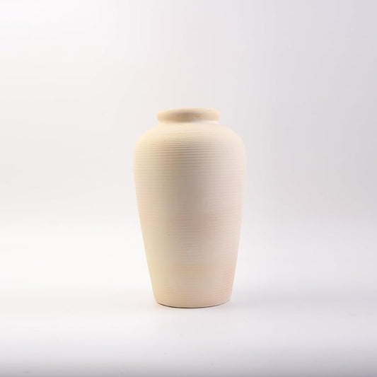 Plain Beige Ceramic Vase for DIY Painting - Customizable Handmade Pottery, Blank Canvas for Flower Arrangements, Home Decor, Wedding & Office Decoration (6.18L x 6.18W x 11H)