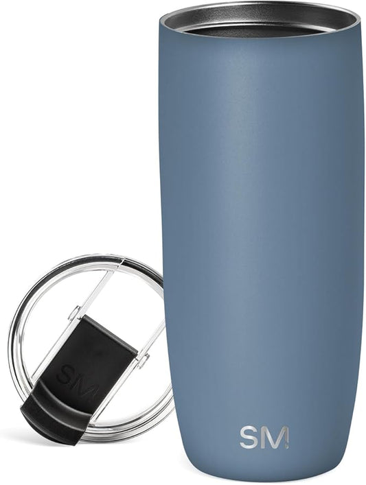 Simple Modern Travel Coffee Mug Tumbler with Flip Lid | Reusable Insulated Stainless Steel Cold Brew Iced Coffee Cup Thermos | Gifts for Women Men Him Her | Voyager Collection | 20oz | Blue Dune