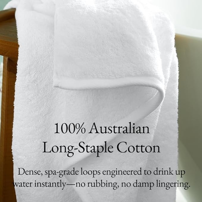 Italic Ultraplush 12-Piece Family Towel Set – Luxury Bath Towels, Hand Towels & Washcloths – Quick Dry, Plush & Absorbent 800GSM 100% Australian Cotton for Bathroom & Spa (White)