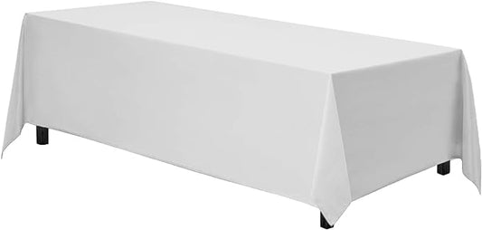 Gee Di Moda Rectangle Tablecloth - 90 x 156 Inch White Table Cloth for 8 Foot Table with Floor-Length Drop - Heavy Duty Washable Fabric - 8 Ft Buffet Table, Holiday Party, Wedding & Baby Shower