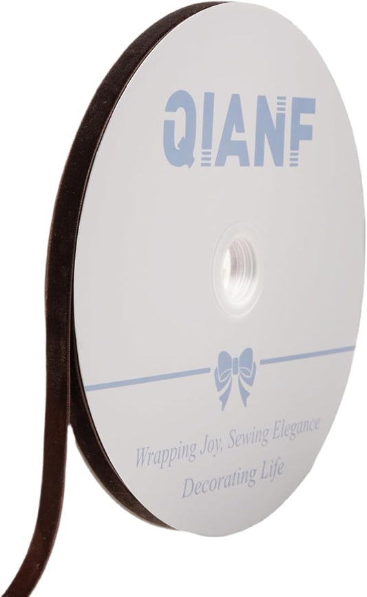 Vintage Brown Velvet Ribbon Chocolate Christmas Ribbon for Gift Wrapping Crafts Christmas Tree Ornaments Garland Decorations, 3/8 Inch X 25Yd