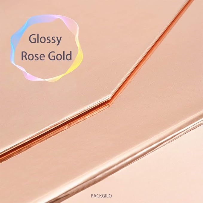 2 Rose Gold Large Gift Box with Lid 13x9x4 Inches, Gift Box Large with Magnetic Closure, Bridesmaid Proposal Boxes, Hard Collapsible Groomsman Boxes (Glossy Rose Gold)