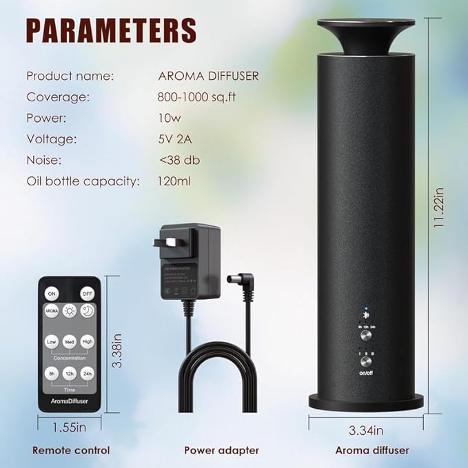 Waterless Diffuser Machine Scent Air Machine Covers 1800 Sq Ft for Home Diffusers Essential Oil Diffusers Studio Scent Diffuser Large Room Fragrance App Remote Control Capacity 3.5 Oz Ancient Silver