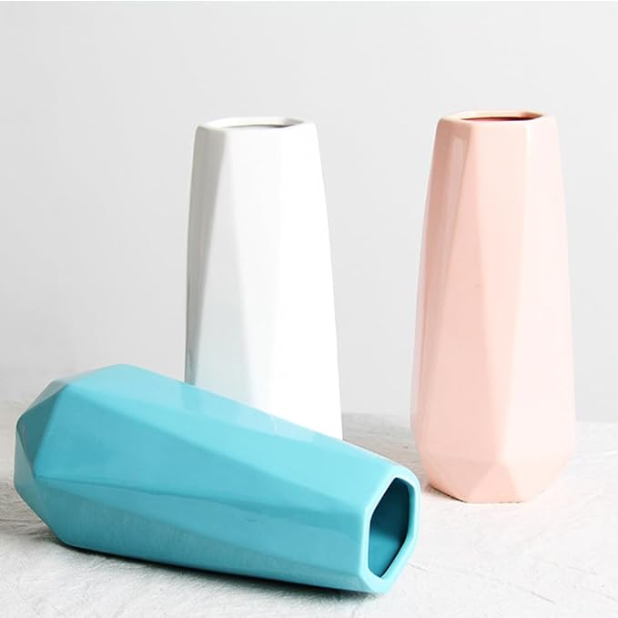 Ceramic Vase, 7.4 Inch for Pampas Calla Lily Tulip, Flower Vase Minimalism Style for Modern Table Shelf Home Decor, Fit for Housewarming, Weddings, Birthday, Christmas, Thanksgiving, New Year (Blue)