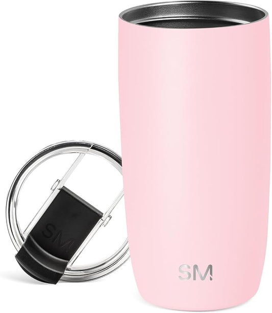 Simple Modern Travel Coffee Mug Tumbler with Flip Lid | Reusable Insulated Stainless Steel Cold Brew Iced Coffee Cup Thermos | Gifts for Women Men Him Her | Voyager Collection | 16oz | Blush