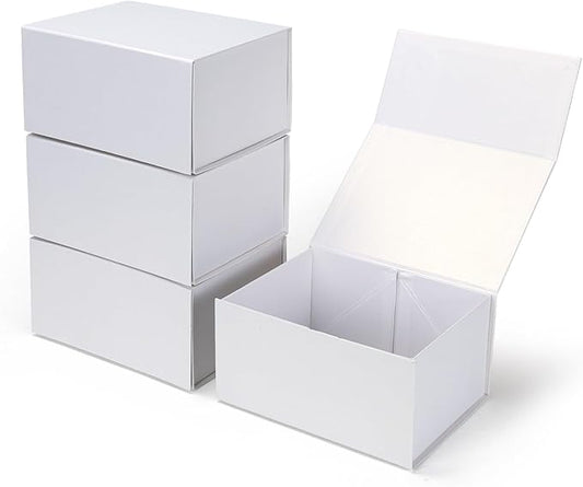 Ditwis 4 Pack 8x6x4 Inches Gift Boxes with Magnetic Closure Lids, White Magnetic Box for Wedding, Groomsmen Bridesmaid Proposal, Birthdays, Mother's Day