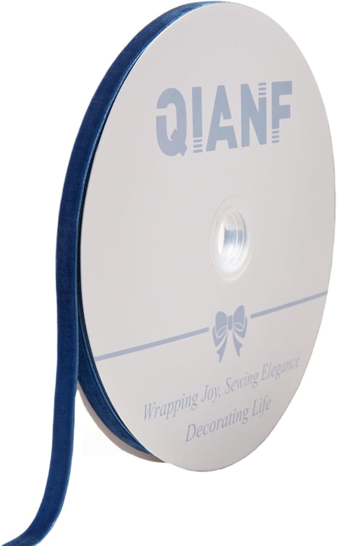 Vintage Sapphire Blue Velvet Ribbon, 3/8 Inch X 25Yd