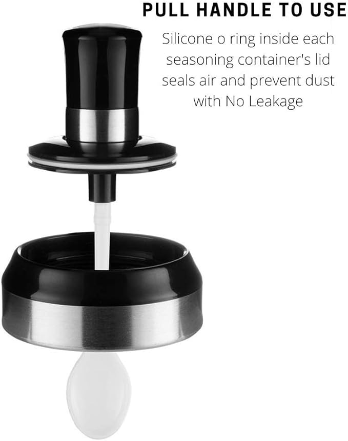 BOILING POINT Sauce Jar Sugar Container Glass Jar Combination Spoon with Lid Canisters Storing Seasoning Spices Salt Sugar for Kitchen Counter Food Storage with Decorative Sticker 9.7oz / 280ml