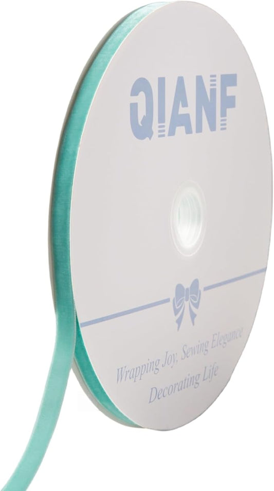 Vintage Turquoise Blue Velvet Ribbon, 3/8 Inch X 25Yd