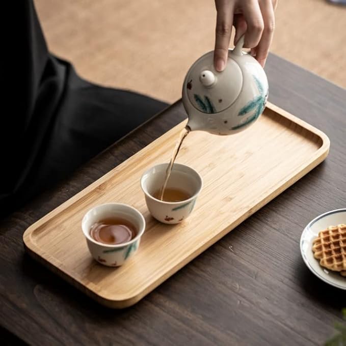 Bamboo Vanity Tray, Bathroom Counter Tray, Toilet Tank Tray, Bathroom Tray for Organizing and Home Decor, 14.2 x 6 x 0.8 inch