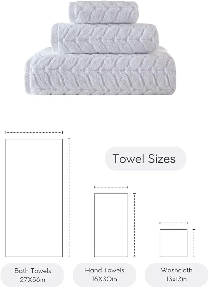 BAGNO MILANO Turkish Bath Towels, Soft Plush Jacquard Luxury Bath Towels, Quick Dry Towel Set (Latte, 3 pcs Towel Set)