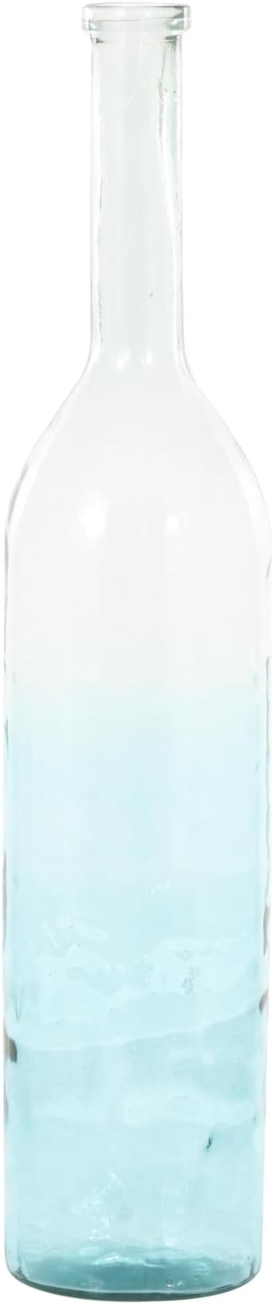 Deco 79 Recycled Glass Handmade Decorative Vase Tall Ombre Floor Centerpiece Vase, Flower Vase for Home Decoration 9" x 9" x 40", Teal