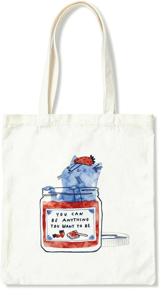 Inspirational Canvas Tote Bag, You Can Be Anything You Want To Be Reusable Shoulder Bags, Christmas Gifts to Friends, Holiday Gift Bags for Wrap Storage, Inspirational Canvas Totes for Work Traveling