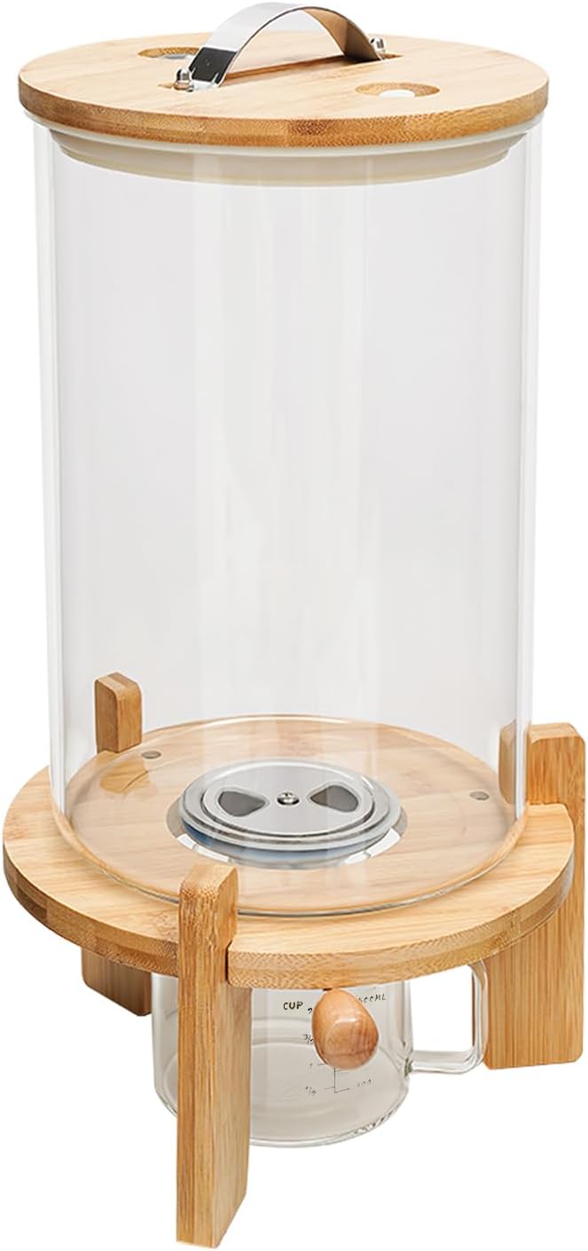 7.5L Glass Airtight Food Storage Container Kit, Rice Bean Cereal Dispenser w/Lid, Cereal Containers Storage Large Capacity for Kitchen Pantry, Dry Food Dispenser for Rice, Candy, Nut, Bean
